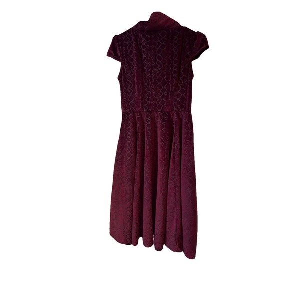 hearts‎ & roses size 8 heavy burgundy plum velvet 50s style dress stunning EUC - Picture 7 of 8